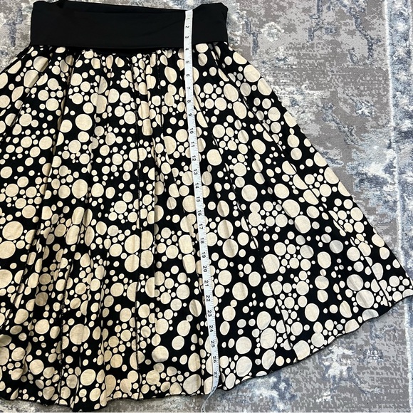 Linen Blend Saint Tropez West Boho Artsy Polkadot Fully Lined Pleated Midi Skirt - Picture 10 of 12